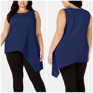Alfani asymmetrical tank top‎ blue, size 1X